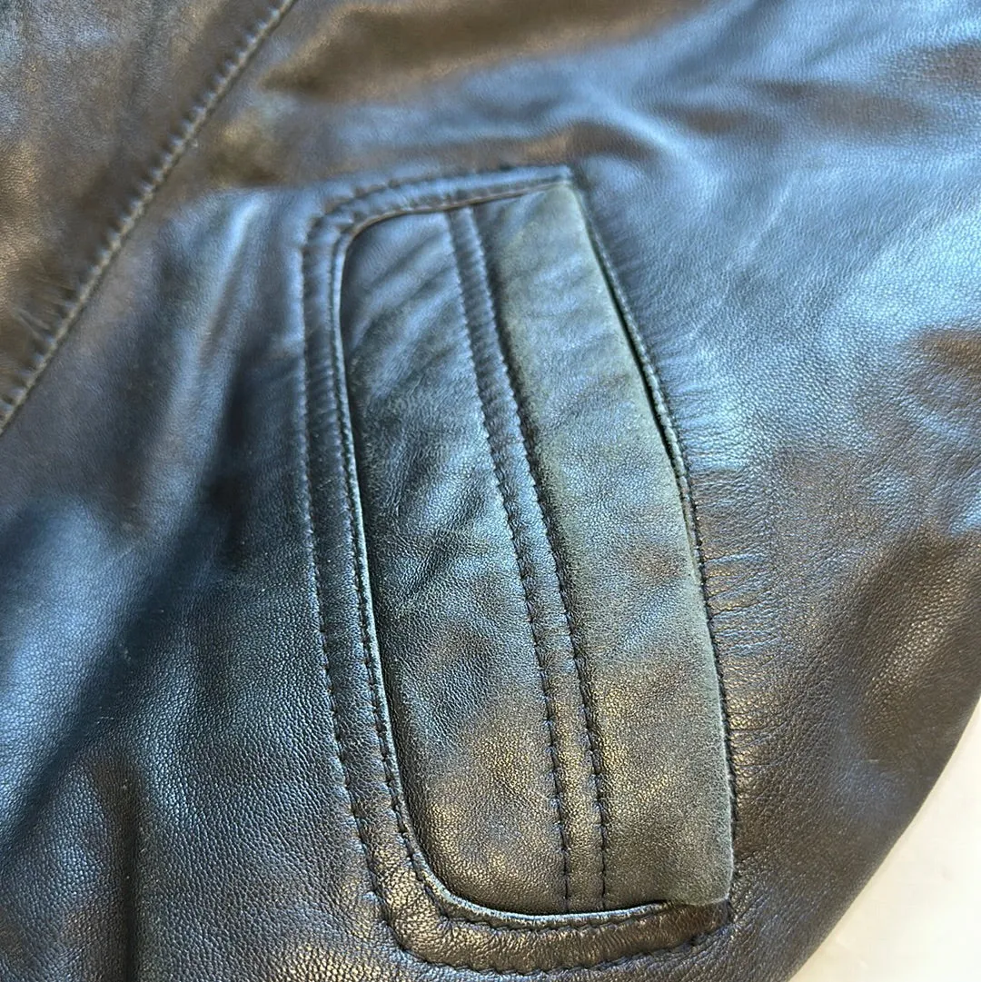 real leather baggy bomber jacket