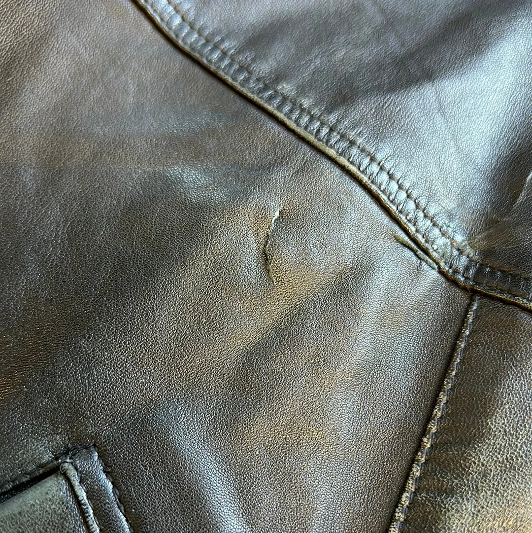 real leather baggy bomber jacket