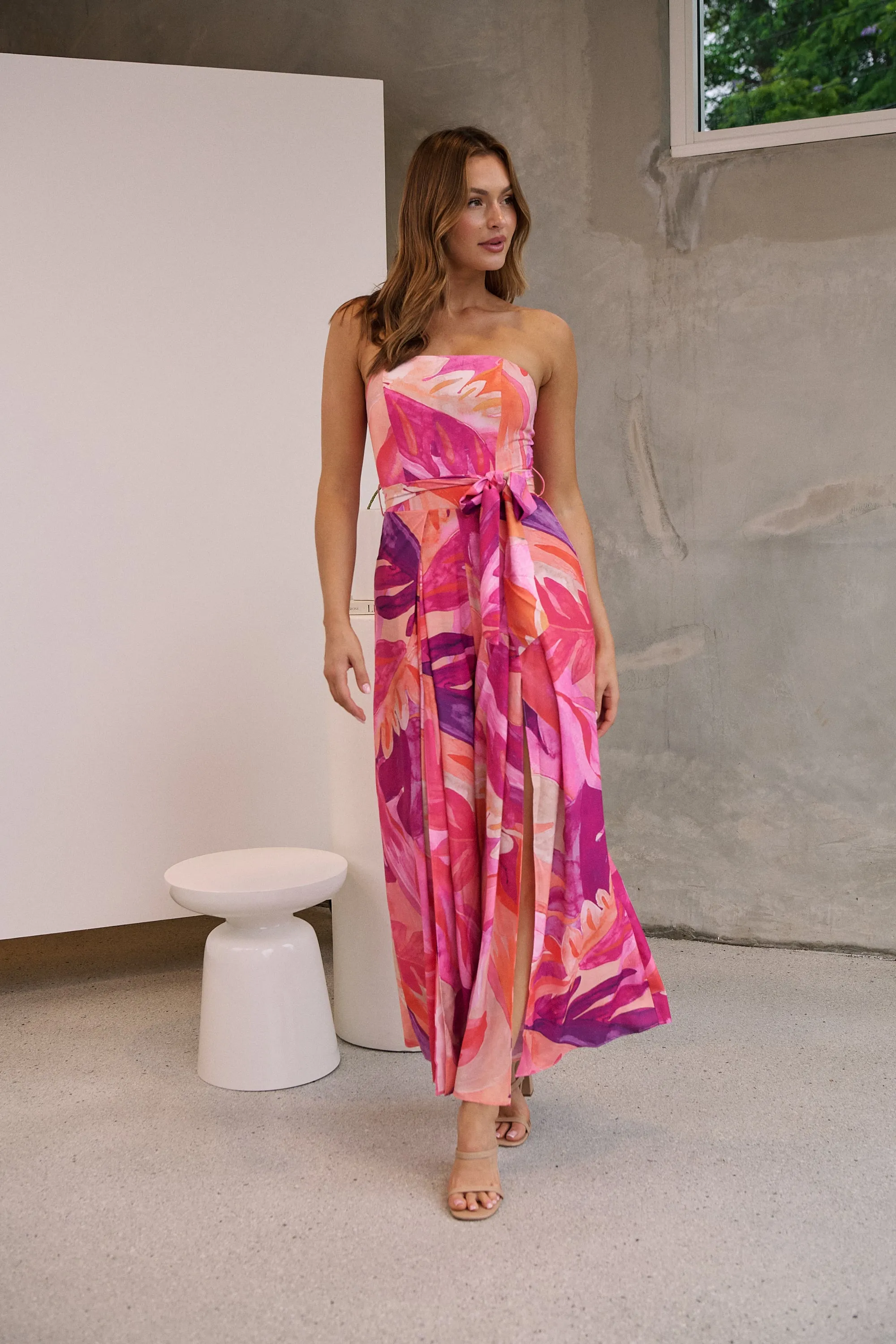 Reese Strapless Pink/Purple Strapless Jumpsuit