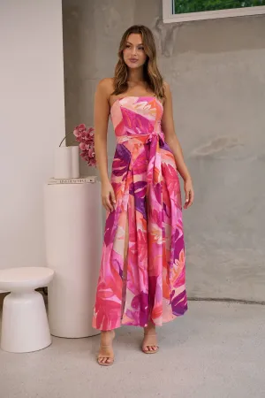 Reese Strapless Pink/Purple Strapless Jumpsuit
