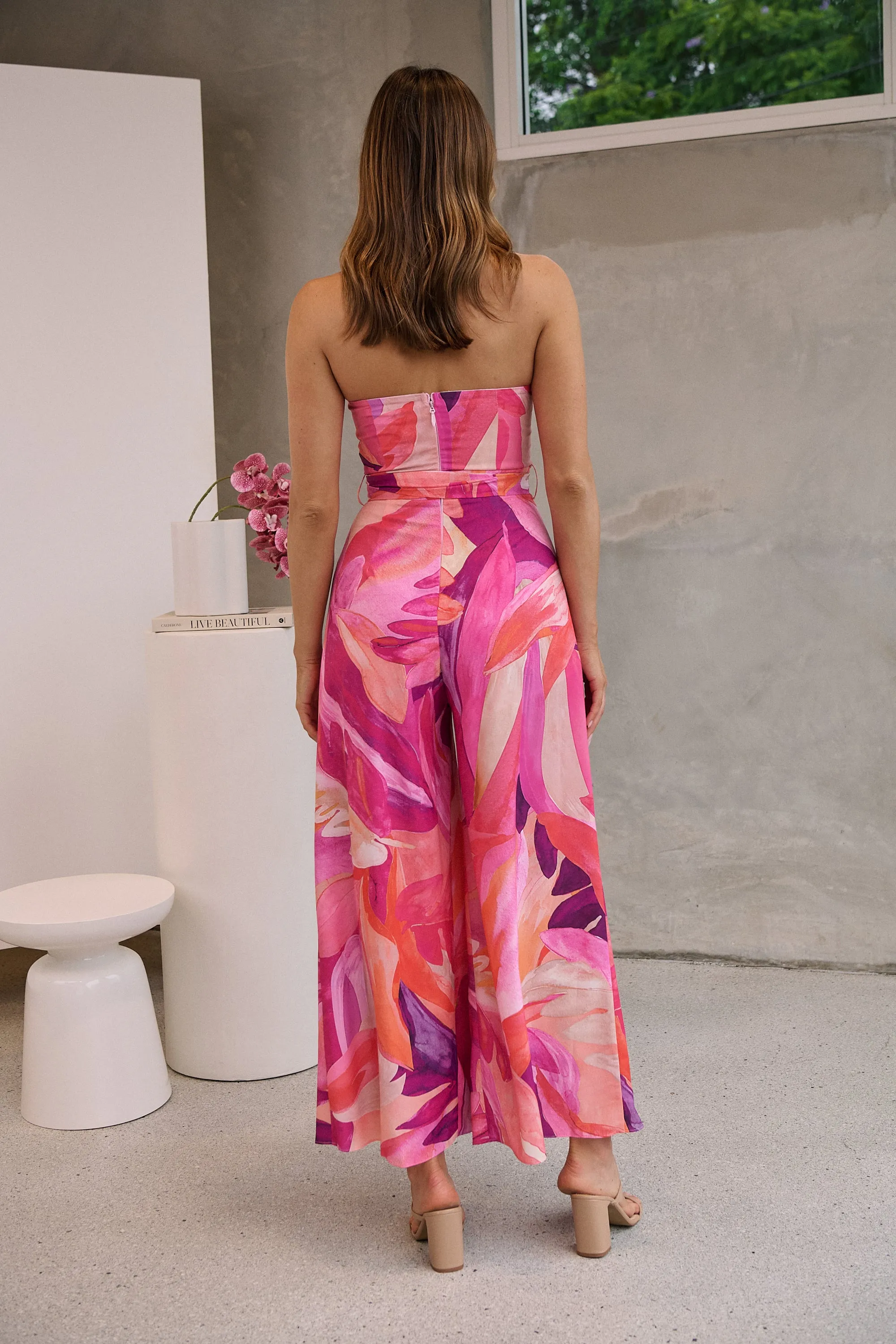 Reese Strapless Pink/Purple Strapless Jumpsuit
