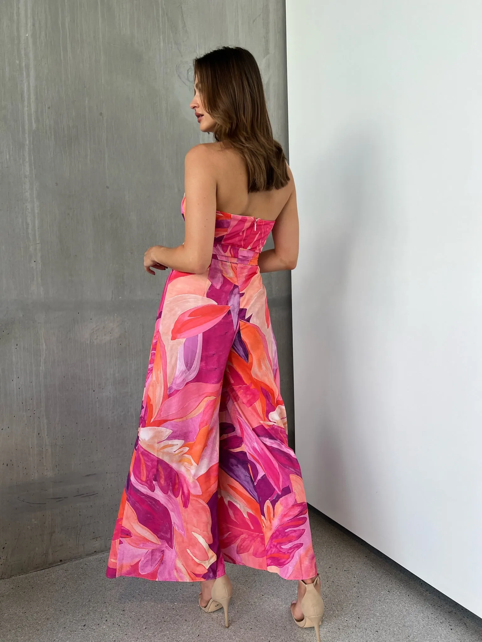 Reese Strapless Pink/Purple Strapless Jumpsuit