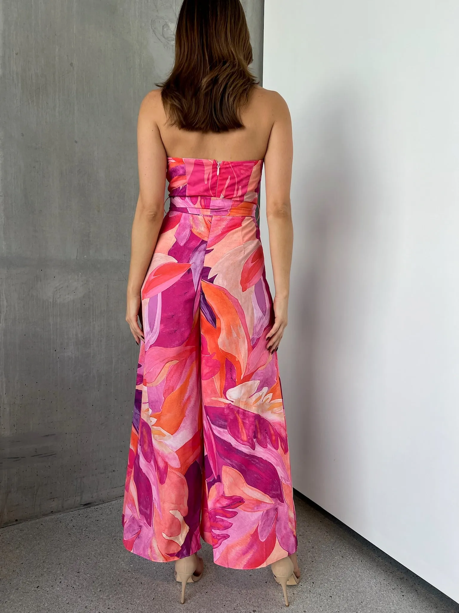 Reese Strapless Pink/Purple Strapless Jumpsuit