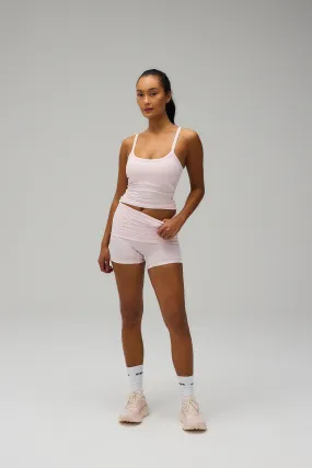 Rib Fold Over Shorts - Soft Pink