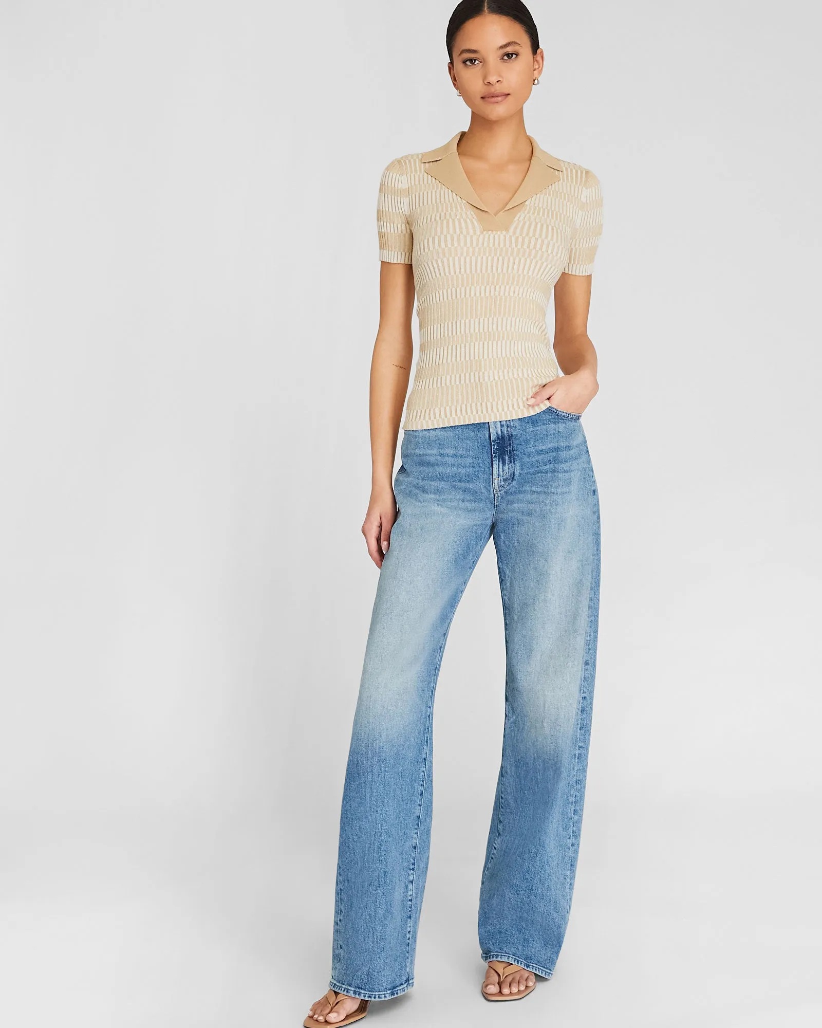 Ribbed Johnny Collar Sweater Tee