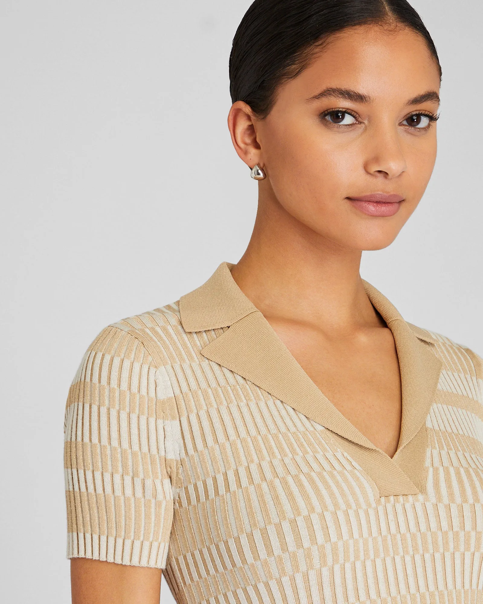 Ribbed Johnny Collar Sweater Tee