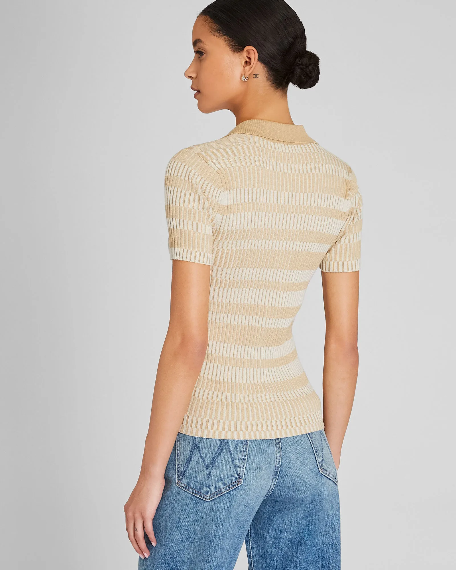 Ribbed Johnny Collar Sweater Tee