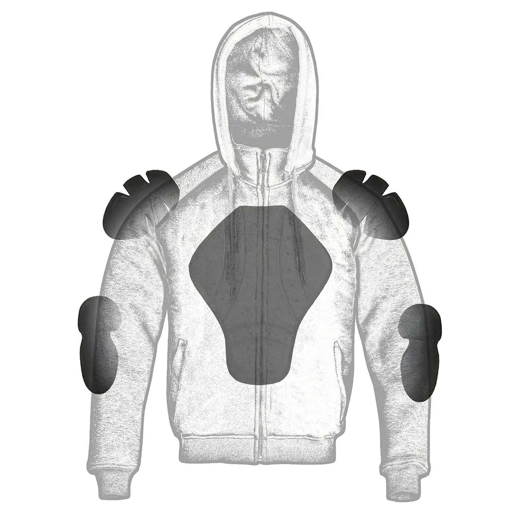 RIDERACT® Street Riding Motorbike Hoodie Black Grey Reinforced with Aramid Fiber