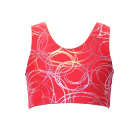SALE - SUZI - RED SWIRL SLEEVELESS CROP TOP
