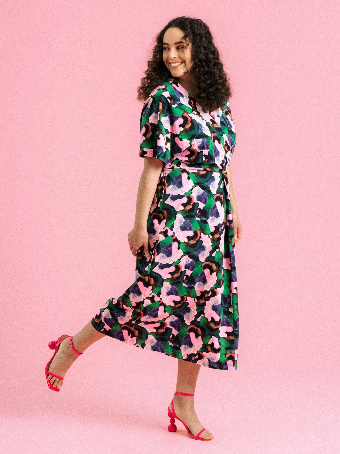 Sandra Dress Orvokki Green/Pink