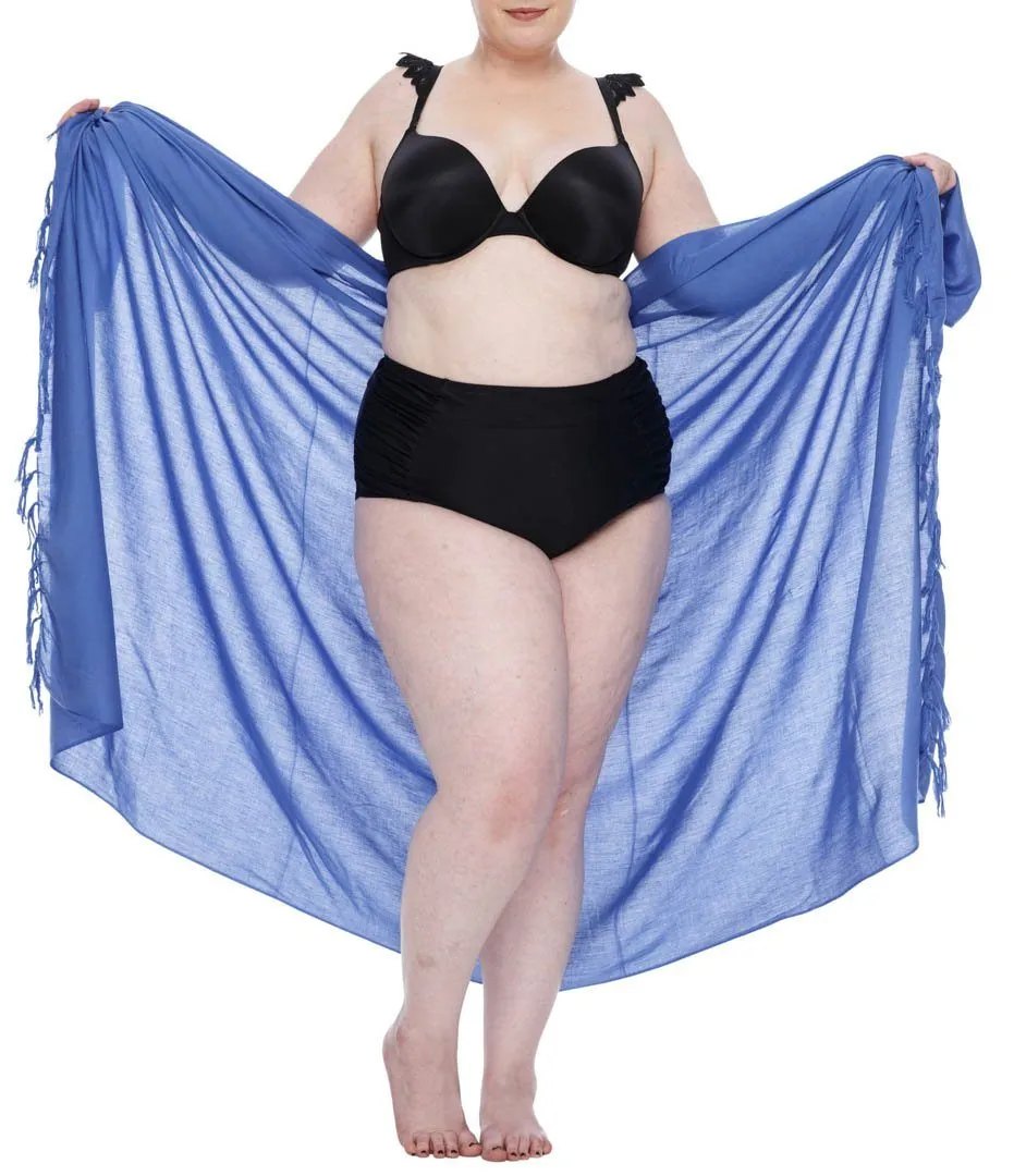 SHU-SHI Women's Plus Size Sarong Wrap Skirt - Solid Beach Cover-Up with Coconut Clip