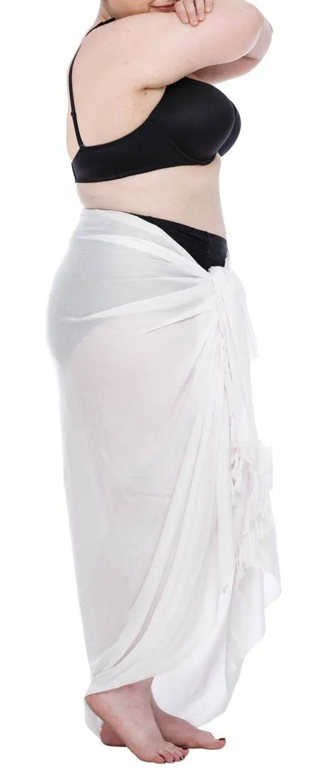 SHU-SHI Women's Plus Size Sarong Wrap Skirt - Solid Beach Cover-Up with Coconut Clip