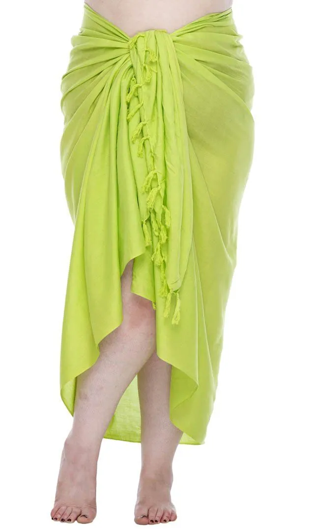 SHU-SHI Women's Plus Size Sarong Wrap Skirt - Solid Beach Cover-Up with Coconut Clip