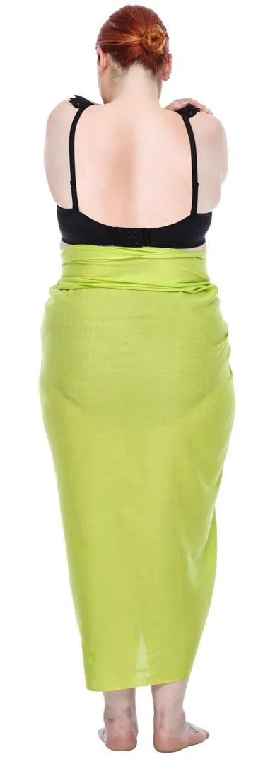 SHU-SHI Women's Plus Size Sarong Wrap Skirt - Solid Beach Cover-Up with Coconut Clip