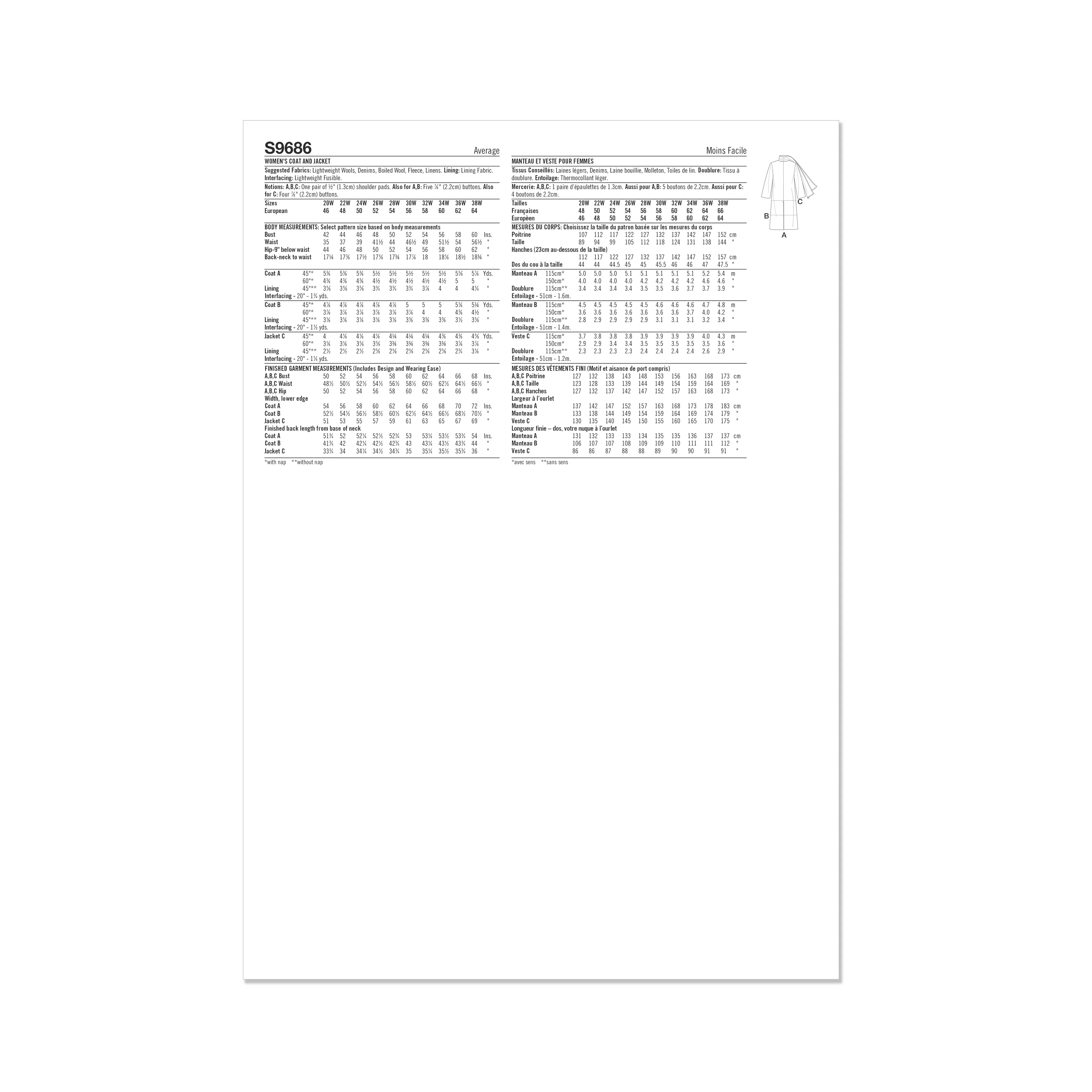 Simplicity Pattern SS9686 Plus Size Jacket/Coat