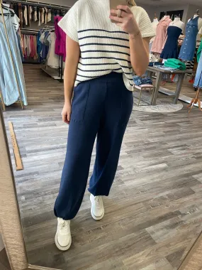 Solid Knit Joggers - Navy