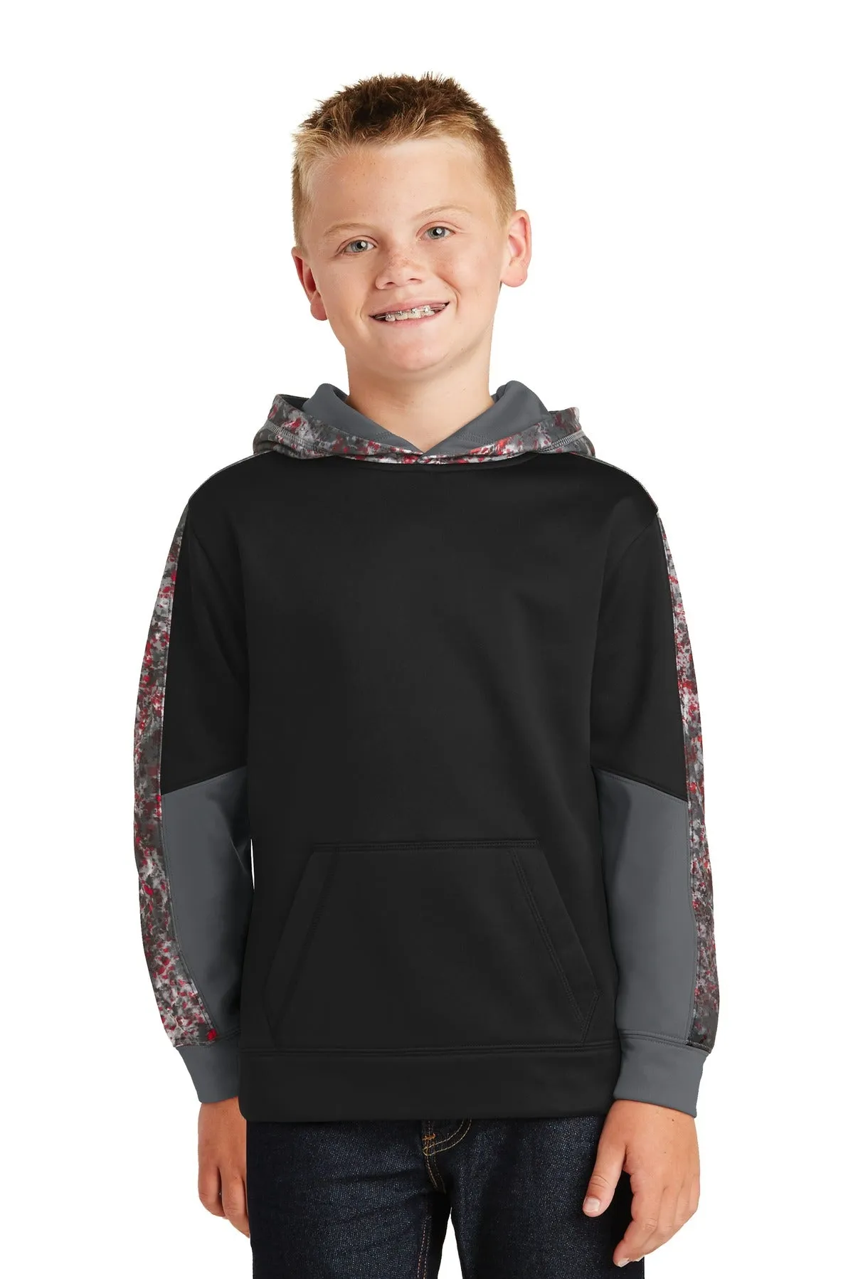 Sport-Tek® Youth Sport-Wick® Mineral Freeze Fleece Colorblock Hooded Pullover. YST231