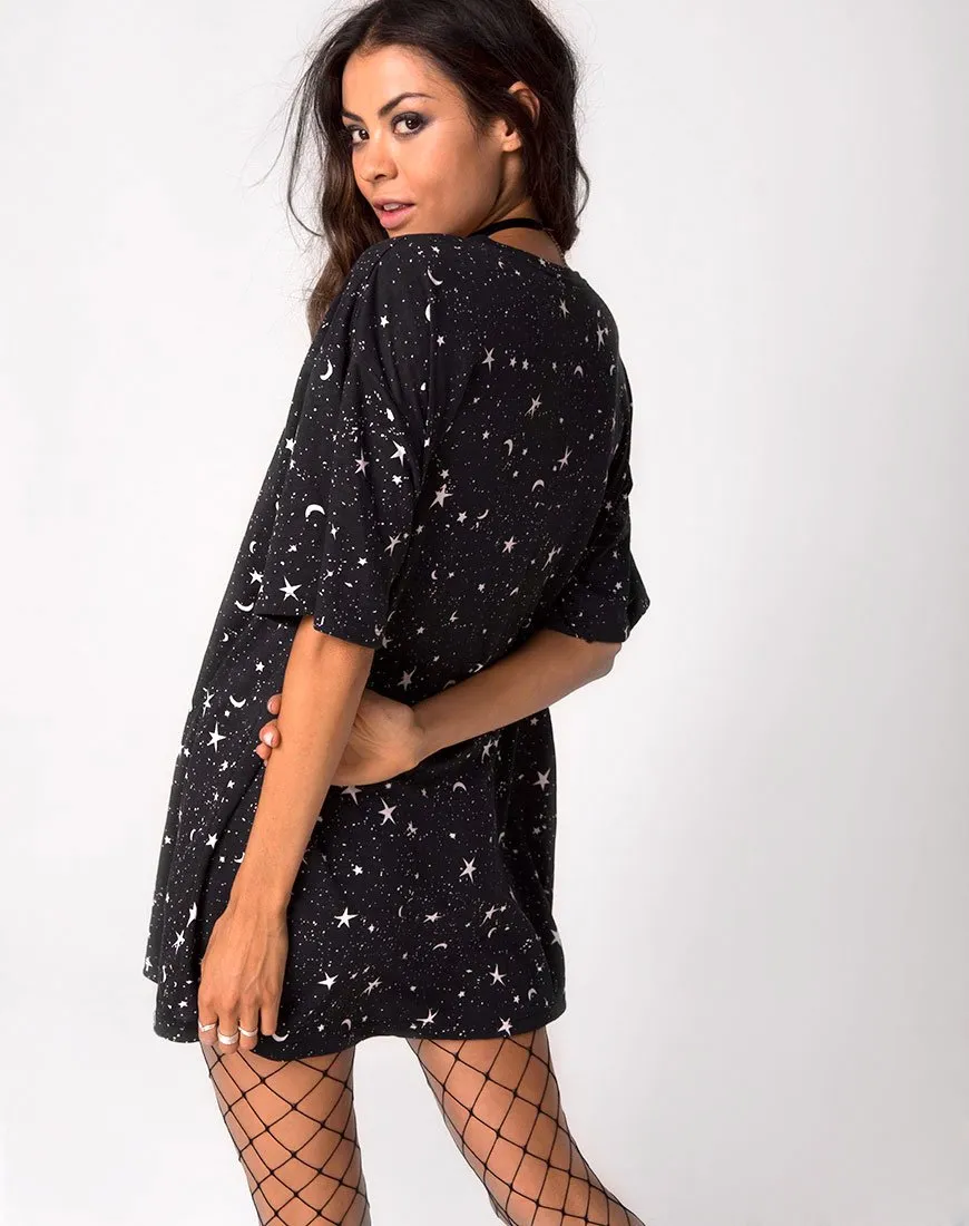 Sunny Kiss Oversized Tee in Black Cosmos