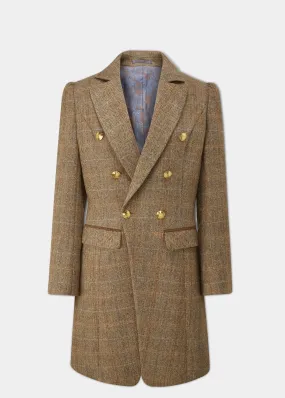 Surrey Ladies Double Breasted Tweed Coat In Hazelwood - Regular Fit