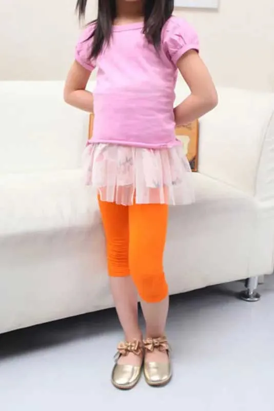 T2 Kid's Solid Design Capri Tights