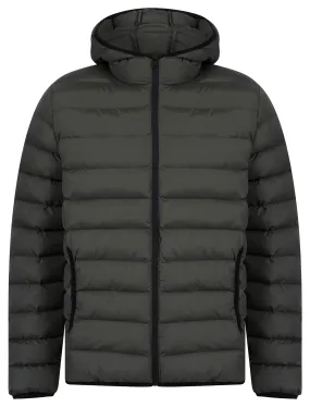 Tayten Quilted Puffer Jacket with Hood in Khaki - Tokyo Laundry