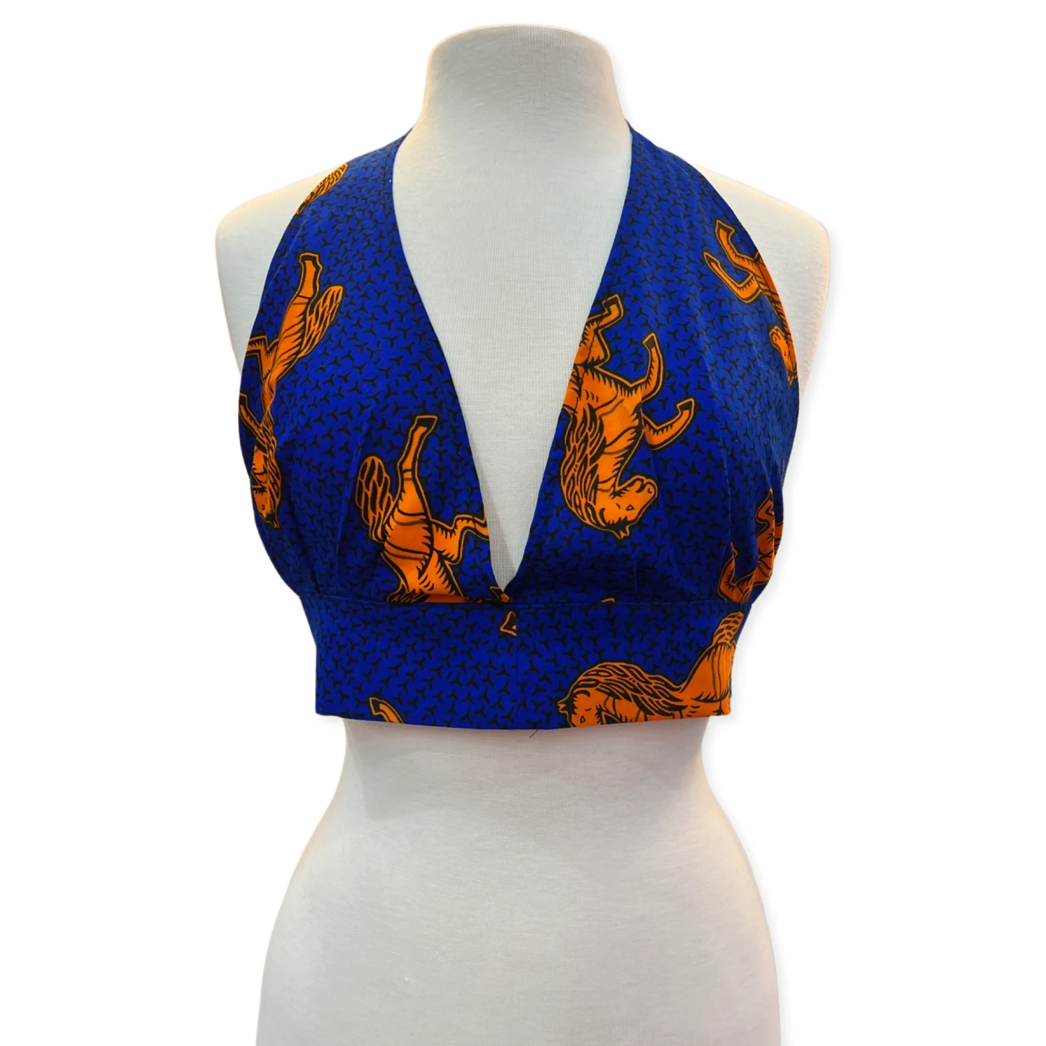 The Chroma Collection Halter Top - Blue with Orange Horse