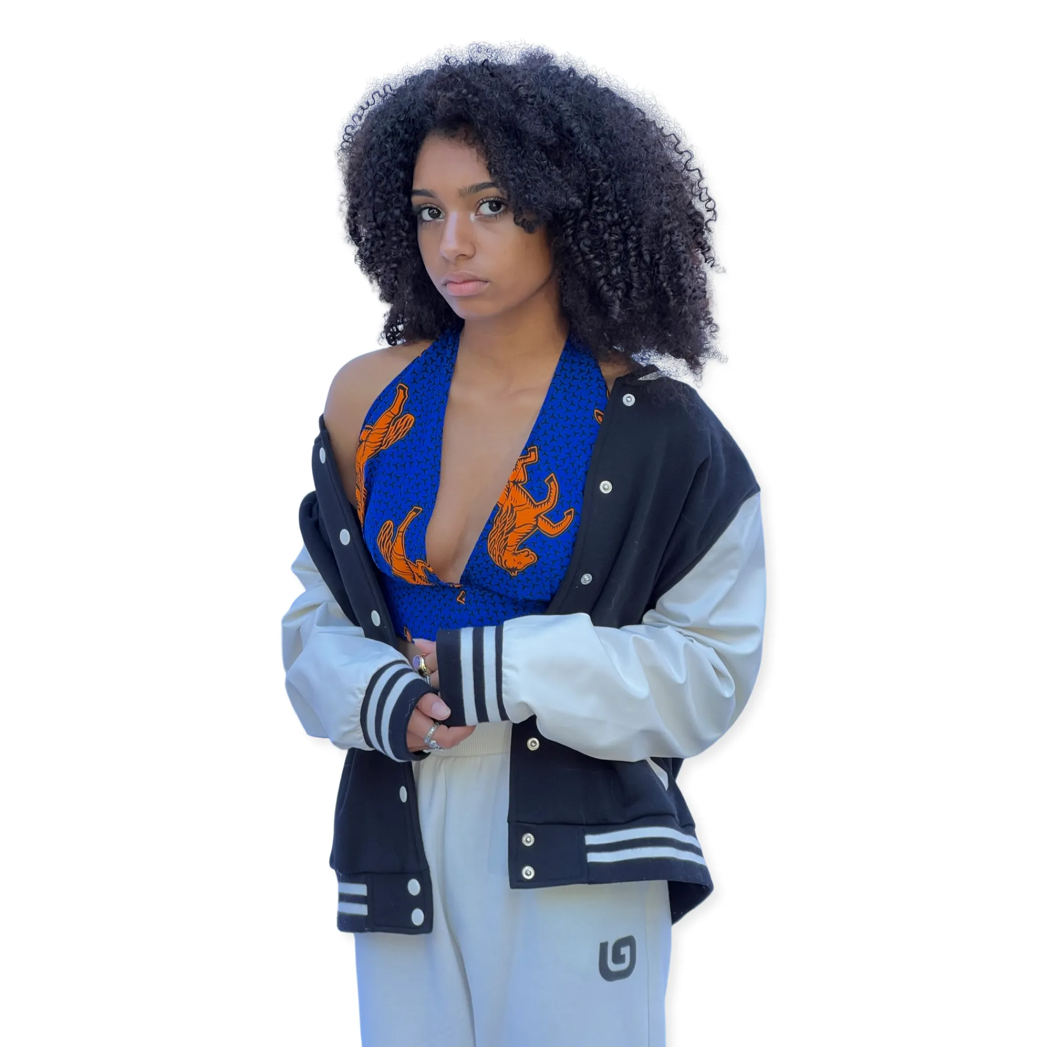 The Chroma Collection Halter Top - Blue with Orange Horse