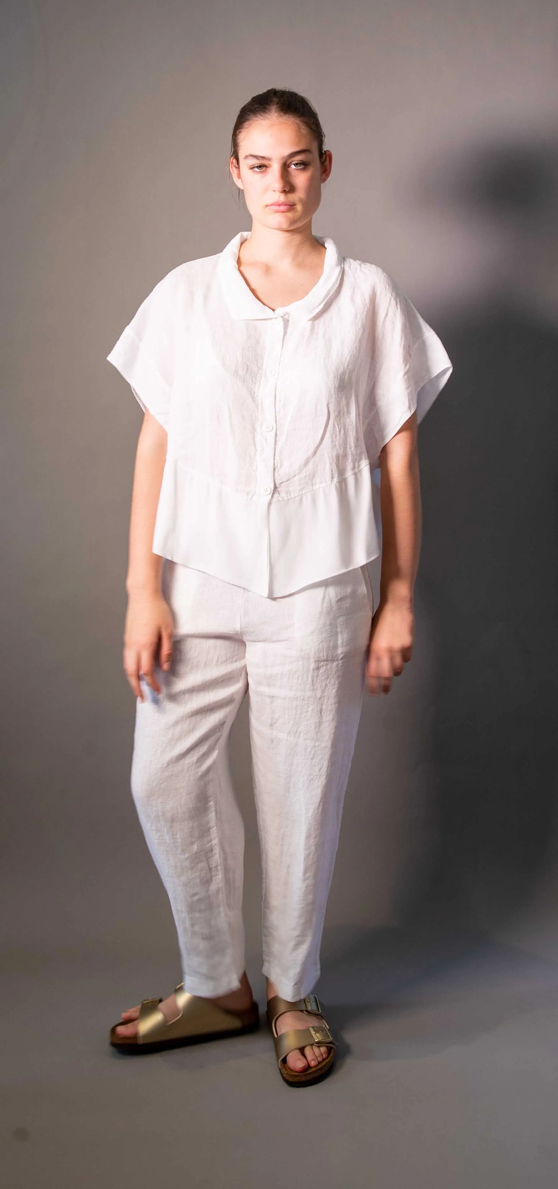Transit Par Such Linen Viscose Panel Shirt in White