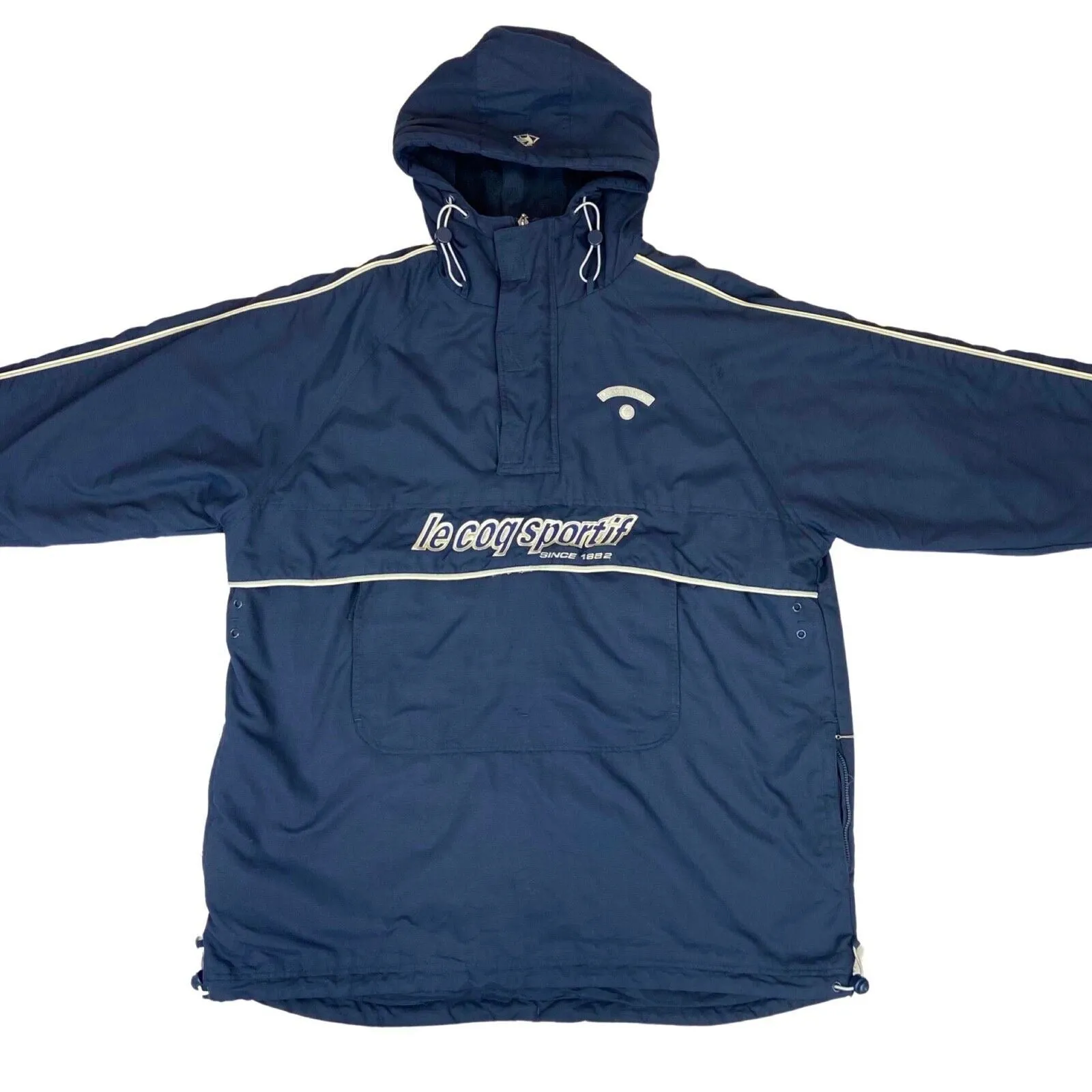 Vintage 90s 00s Navy Blue Le Coq Sportif  Embroidered Pullover Padded Jacket XL