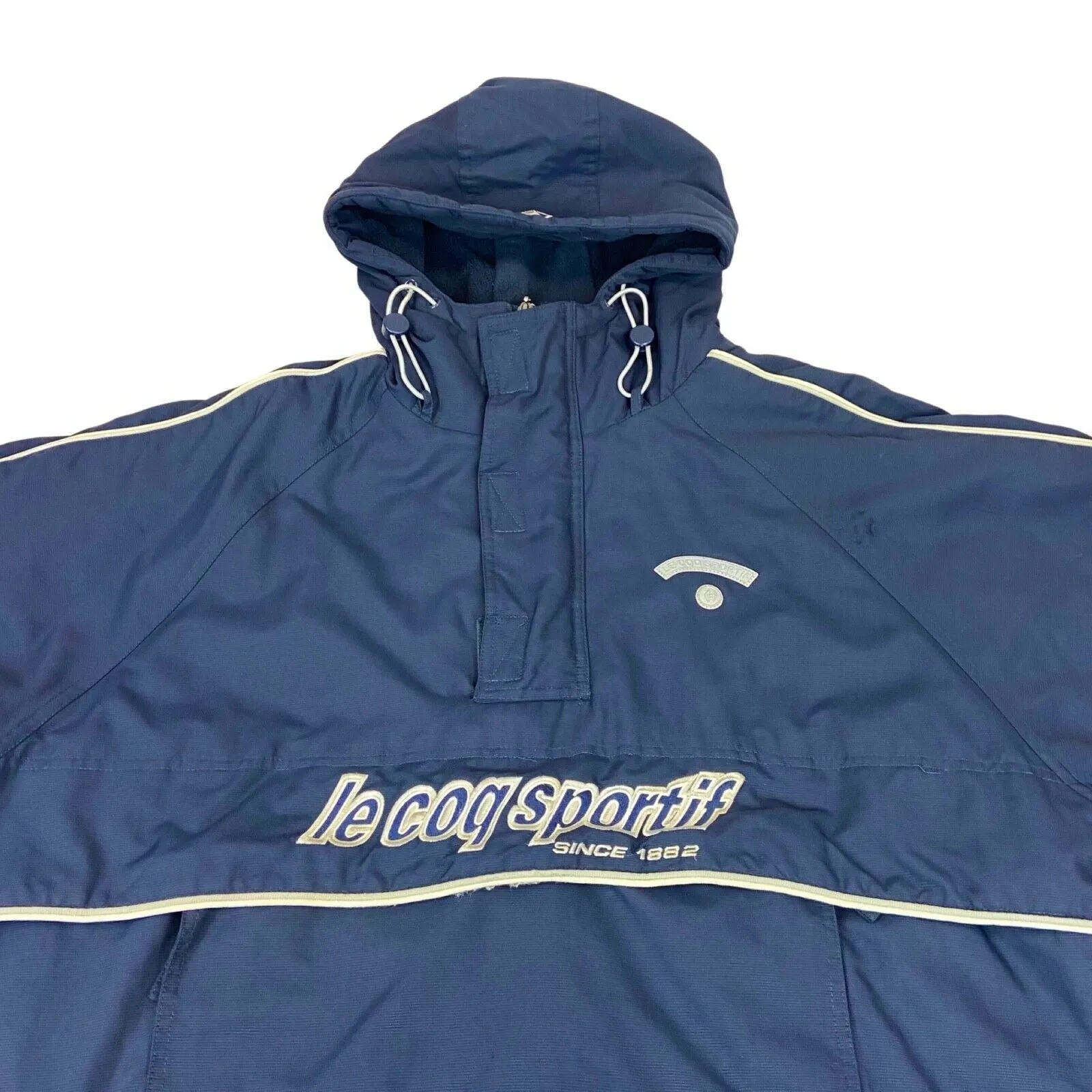Vintage 90s 00s Navy Blue Le Coq Sportif  Embroidered Pullover Padded Jacket XL