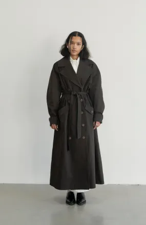 Vishenka Cotton Trench Coat Chocolate Brown