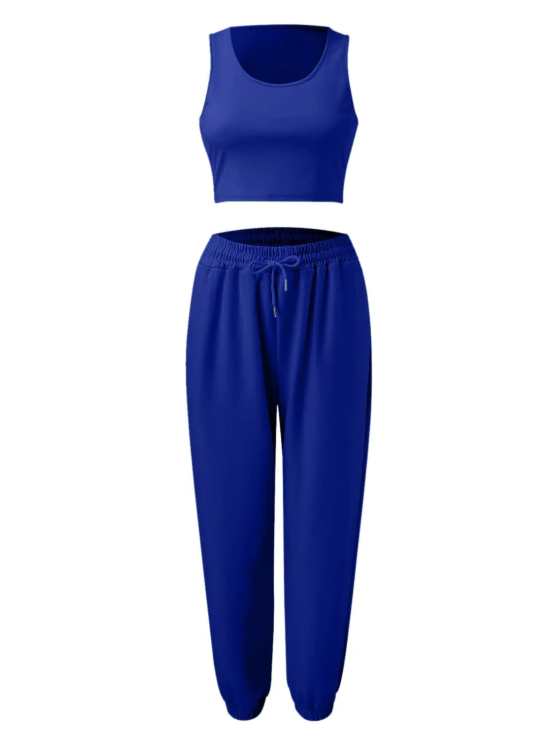 Wide Strap Top and Drawstring Joggers Set