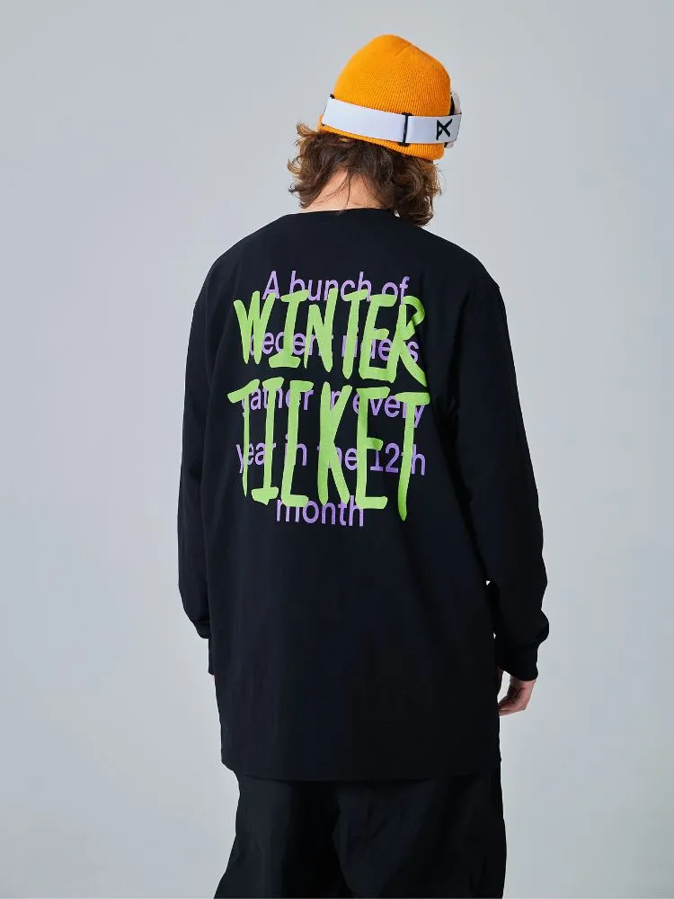 Winter Ticket Hip-Hop Snowboarding Pullover Top - Unisex