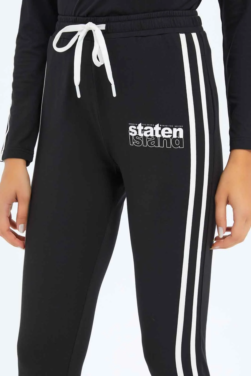 Women Black Prinedt Active Pant
