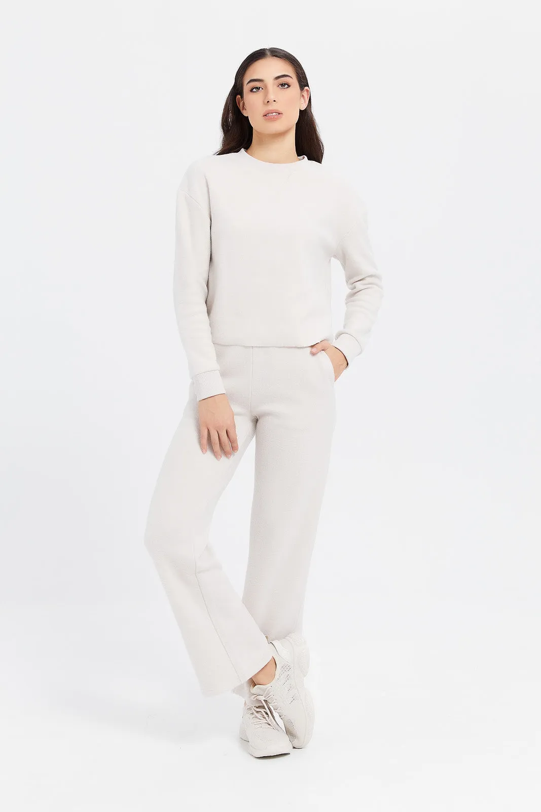 Women Ivory Wide Leg Pants