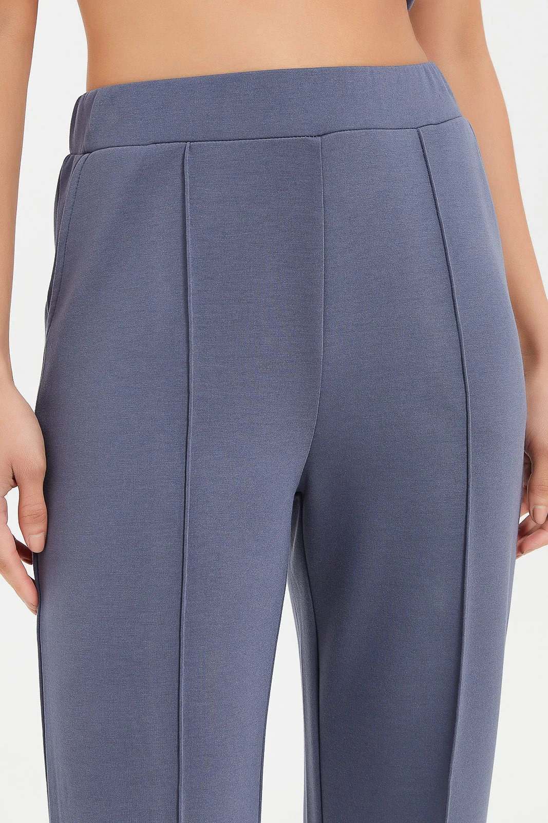Women Navy Wide Leg Active Pants