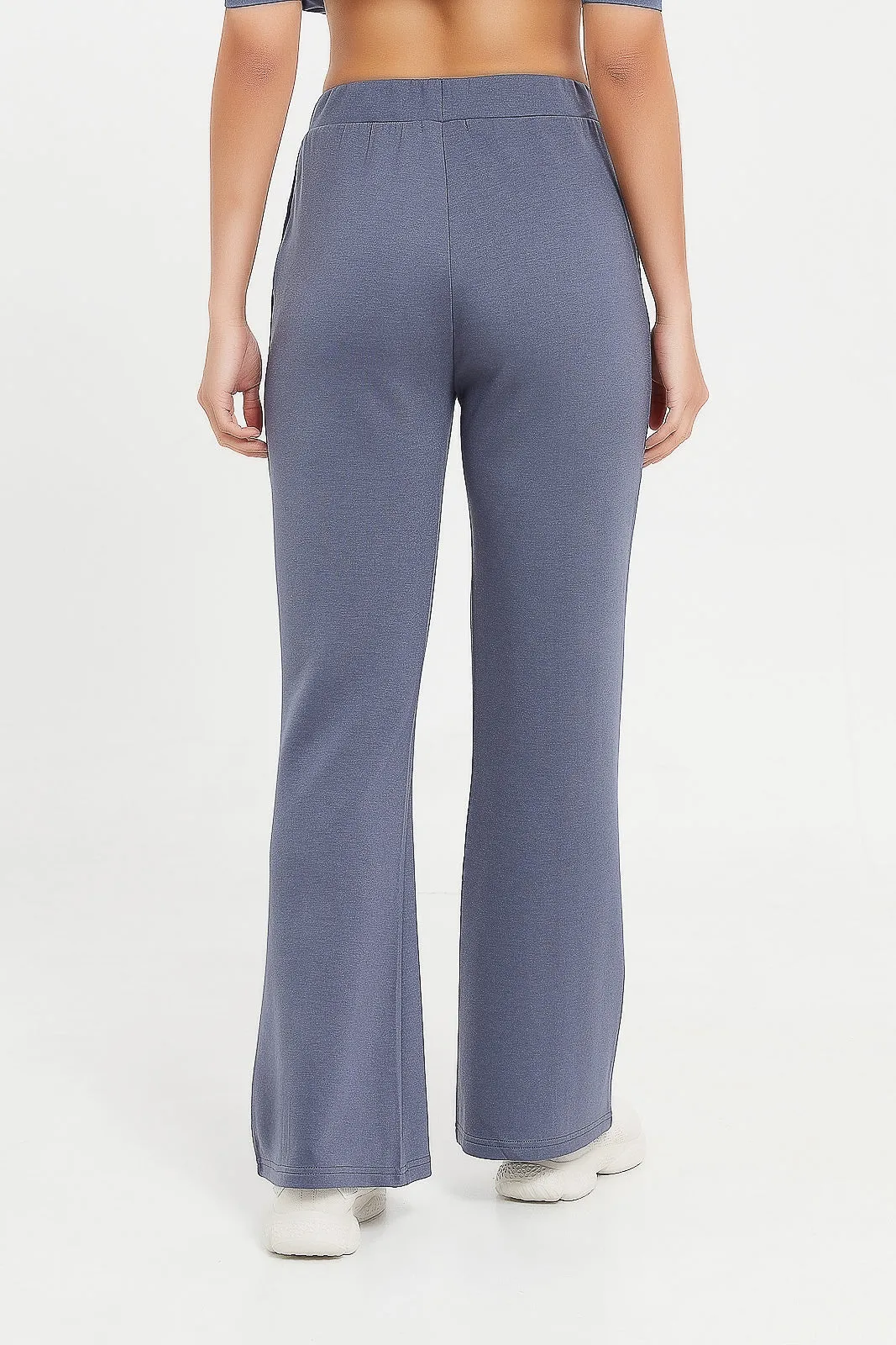 Women Navy Wide Leg Active Pants