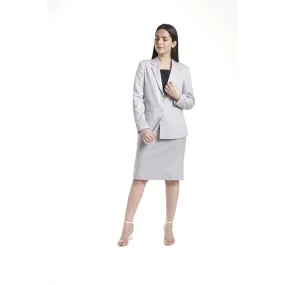 Women's Business Formal Grey Poly Cotton Skirt Suit