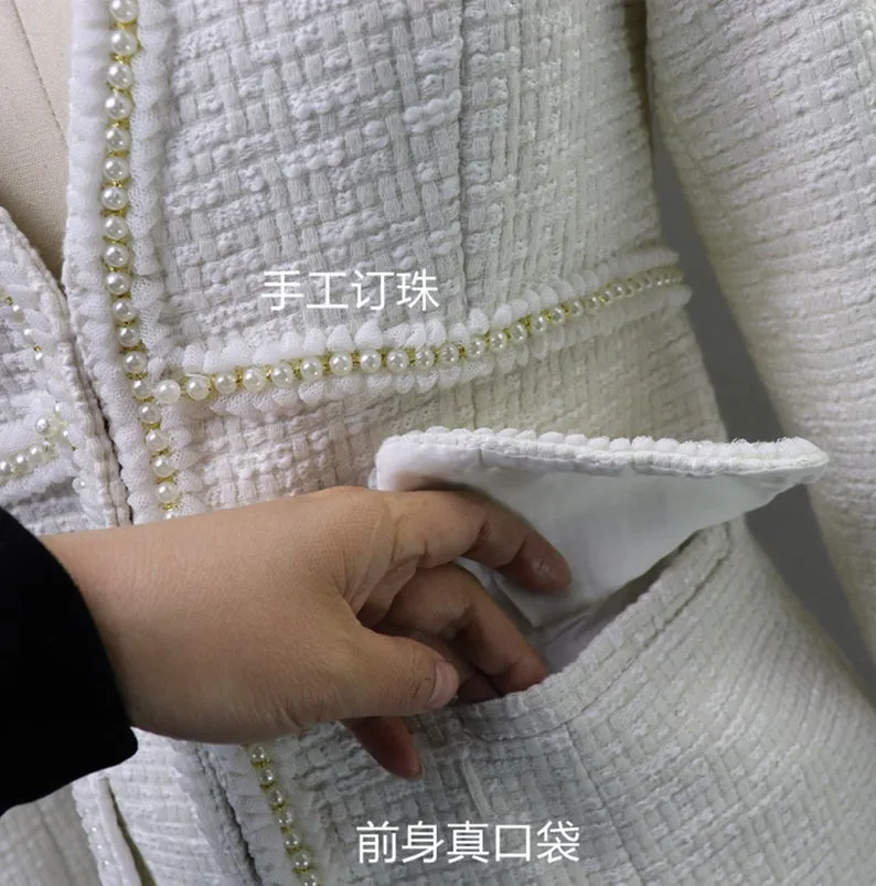 Women's Designer Inspired CUSTOM MADE Pearl White Jacket Coat Blazer Shorts/Skirts