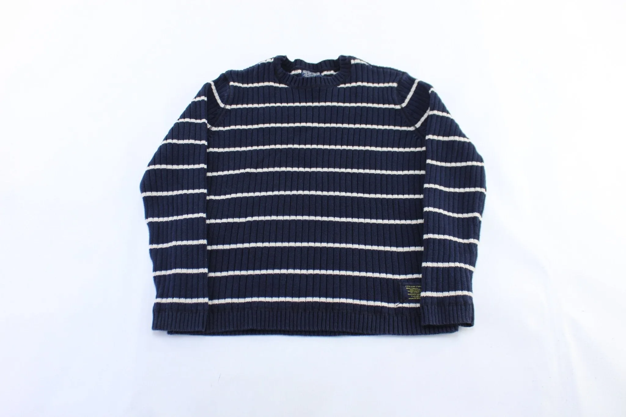 Women's Ralph Lauren Polo Jeans Blue & White Striped Sweater