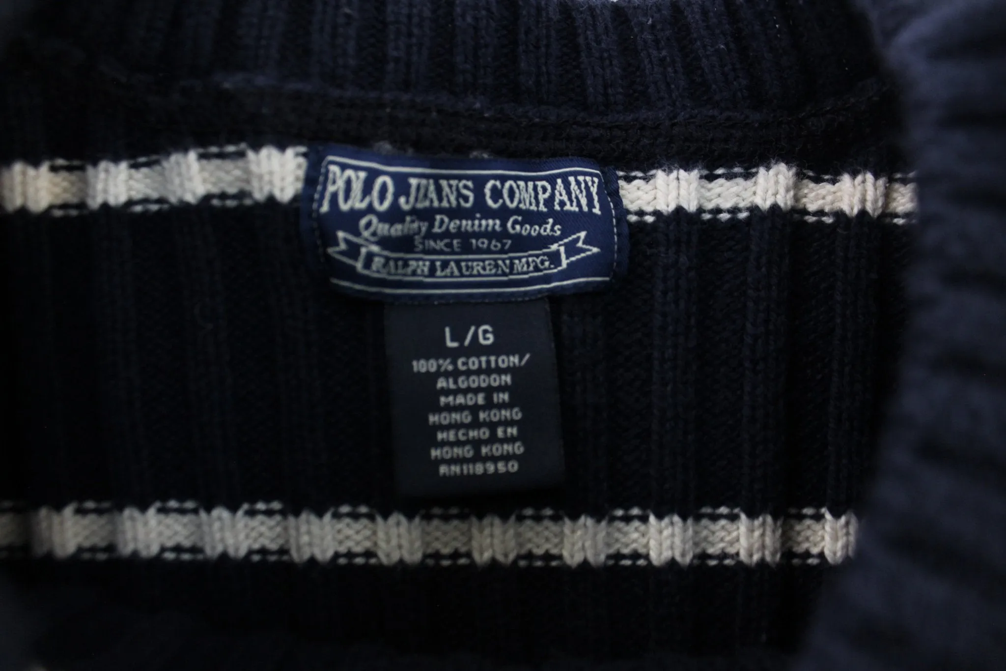 Women's Ralph Lauren Polo Jeans Blue & White Striped Sweater